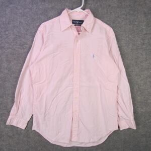 Ralph Lauren Shirt Mens 15.5 32/33 Pink Gingham Classic Fit Long Sleeve Cotton